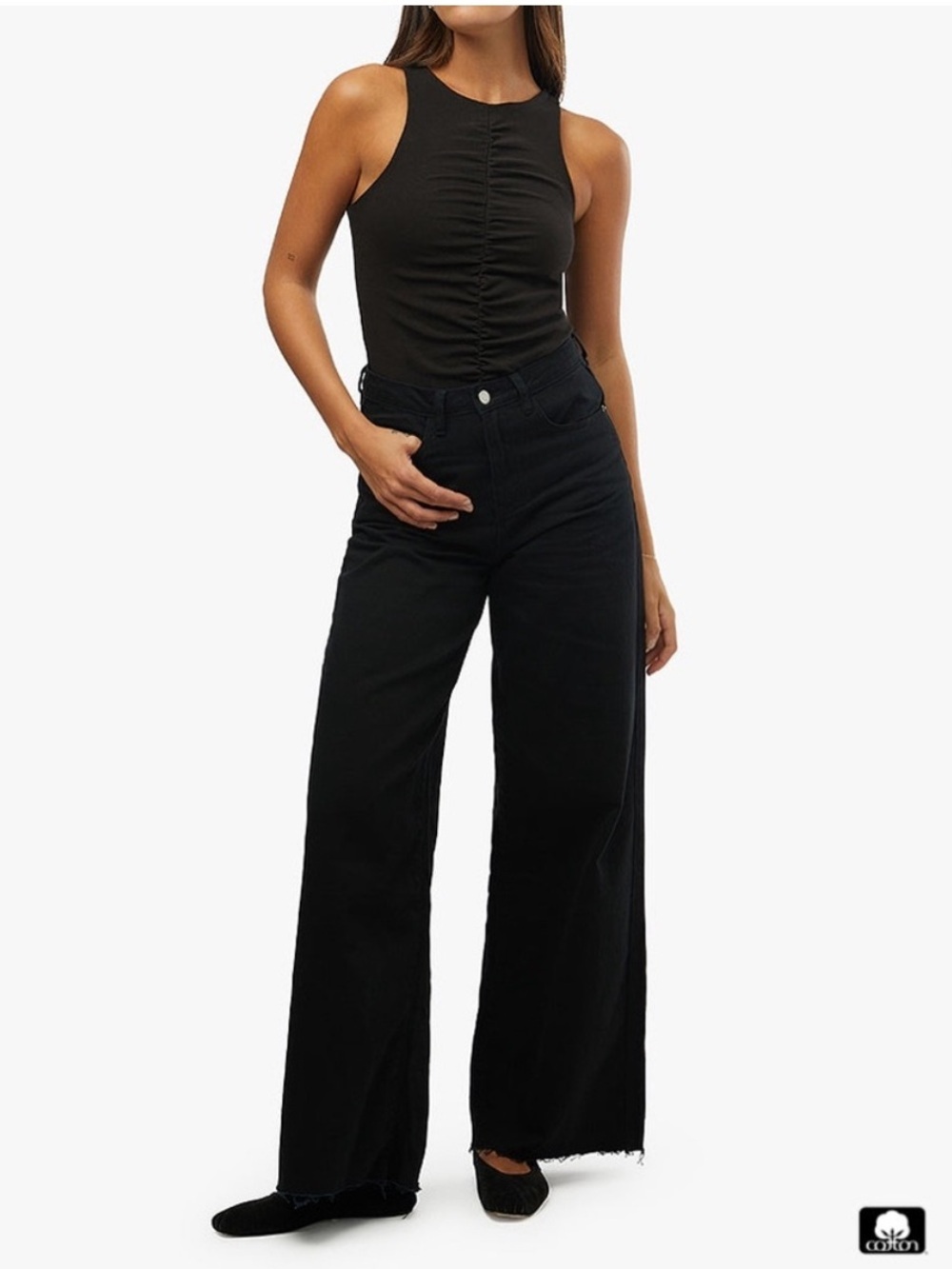 WeWoreWhat Black Wideleg Jeans Size 27